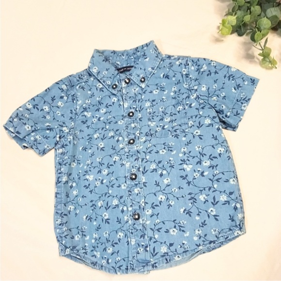Janie and Jack Denim Blue Floral Shirt - Picture 2 of 8